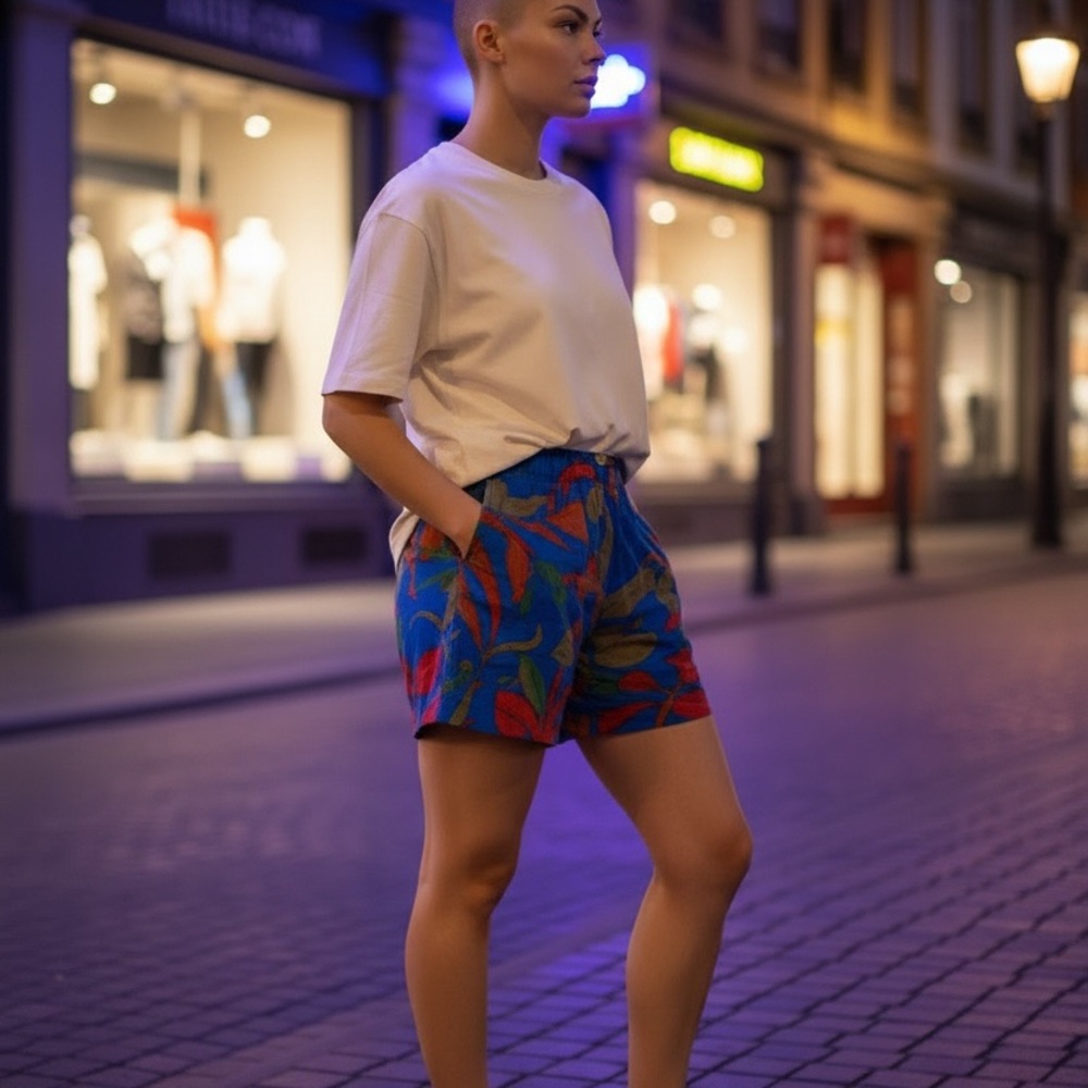 Olivaceous Blue Floral Women Shorts